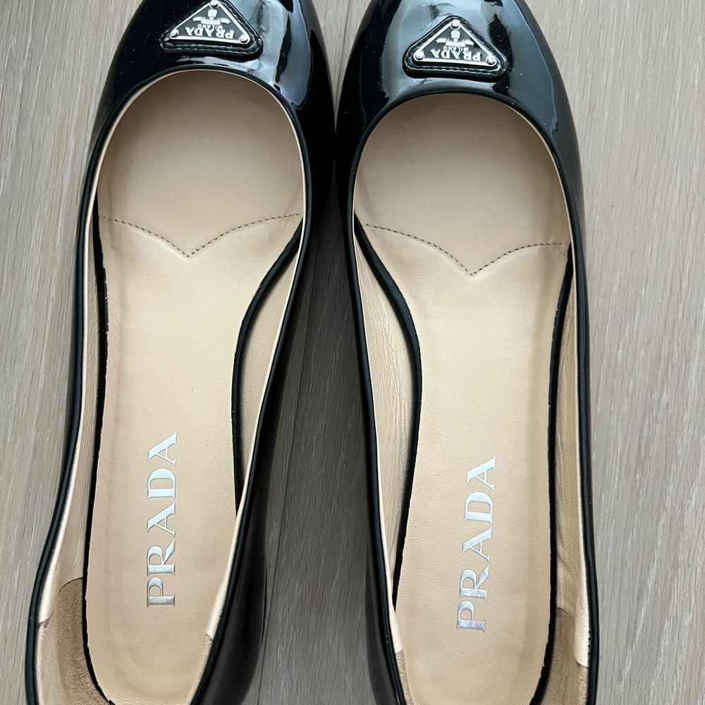 Prada Black Patent Leather Flats